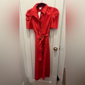 Elegant Red Button-Down Dress